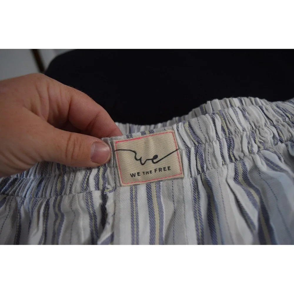 We The Free Day to Day Flannel Boxers XS Blue Striped Women Loungewear Boho